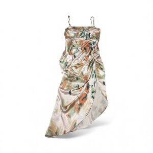 SHEIN Asymmetrical Satin Dress in Multicolor
